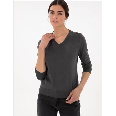 Anthracit Slim Fit Basic Sweater