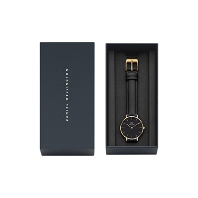 Reloj de cuarzo de piel y chapado en oro amarillo Petite Sheffield