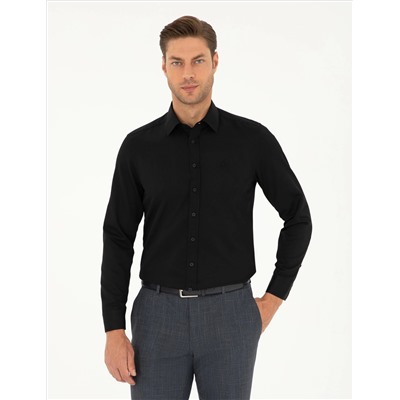 Black Slim Fit рубашка с длинным рукавом Amelor