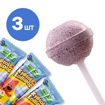 Леденец на палочке Xylitol Lollipop Черника, 3шт