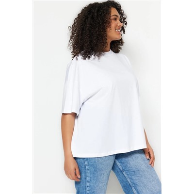Белый воротник Ribanı Wide Basic Basic Basic Flothing Fit Fit Tbbss23bf00017