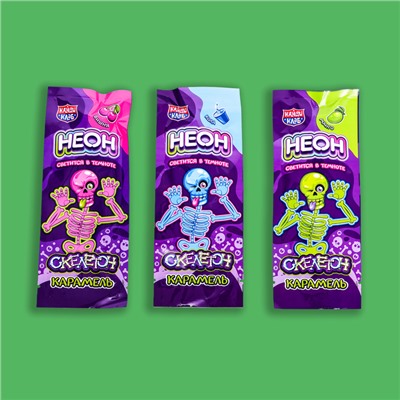 Карамель на неоновой палочке «Неон Скелетон», 10 г