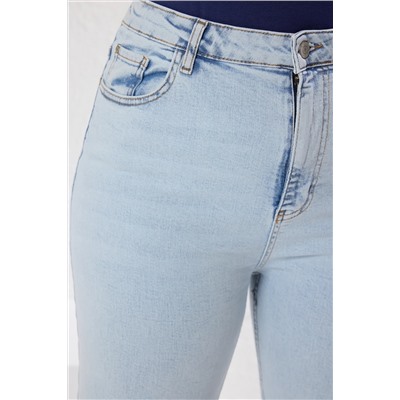 Синяя высокая талия комфорт испанский пахта Flare Fit Jeans TBBAW23JE00001