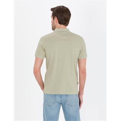 Зеленая слабая полоса Polo Yaka Mercerized T -For