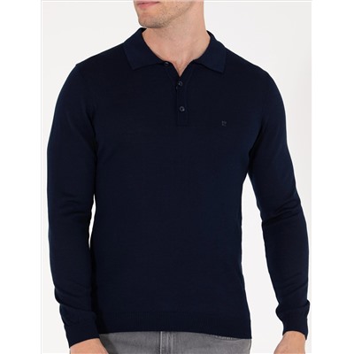Navy Blue Slim Fit Polo воротниц.