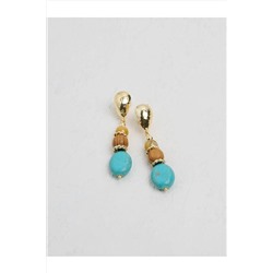 Серьги с подвесками из зеленого натурального камня с фигуркой 23SX810039