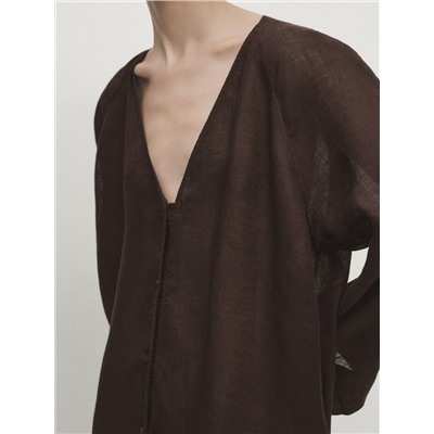 100% linen maxi oversize blouse
