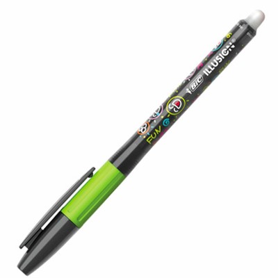 Ручка стираемая гелевая с грипом BIC "Gelocity Illusion", ЧЕРНАЯ, корпус черный, линия 0,3 мм, 516523