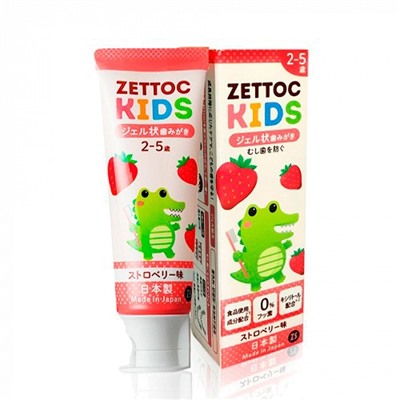Зубная паста Zettoc Kids без фтора, клубника (с 2 до 5 лет), 70 гр