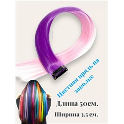 Накладная цветная прядь на заколке с переходом цвета Тип 8