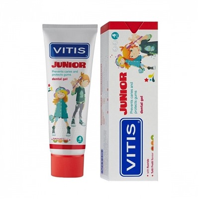 Зубная паста-гель VITIS Junior со вкусом тутти-фрутти (от 6 лет ), 75 мл