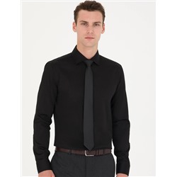 Черный бывший Slim Fit Классическая рубашка с длинным рукавом