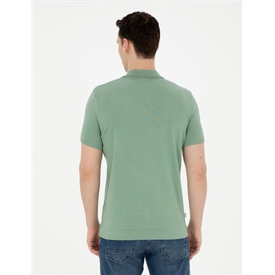 Çağla slim fit zippered polo yaka triko t -красавица