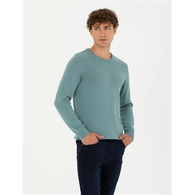 Темная мята Slim Fit Bike Neck Basic Knitwear Kazakh