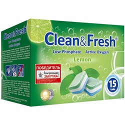 Таблетки для посудомоечных машин Clean&Fresh All in 1, 15 шт