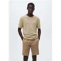 Camiseta lino rayas -  Hombre | MANGO OUTLET España