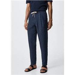 Pantalón jogger lino pinzas -  Hombre | MANGO OUTLET España