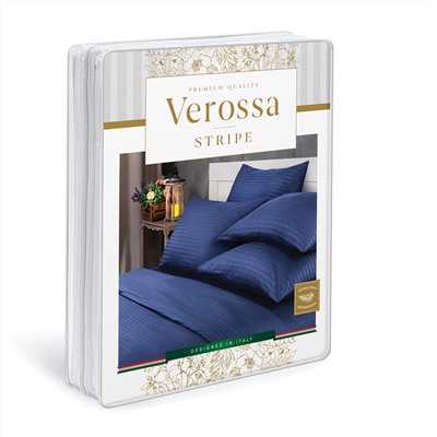 Комплект постельного белья Страйп-сатин Verossa индиго КПБ-НС-15