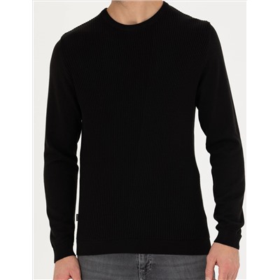 Black Slim Fit Bike Yaka Knitwear свитер