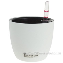Кашпо PLANTA VITA "Round Matt white" с автополивом (пластик), D12xH11 см