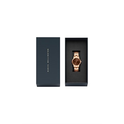 Reloj de acero Iconic Link Amber - 28 mm - Rosa dorado y marrón