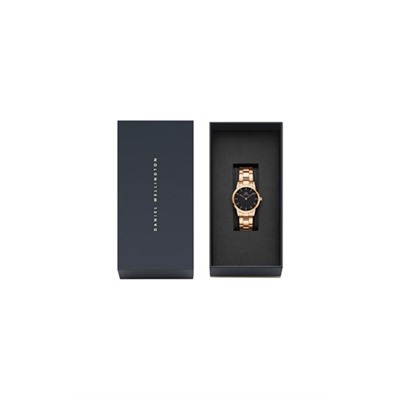 Reloj de cuarzo de acero Iconic Link - 28 mm - Rosa dorado y negro