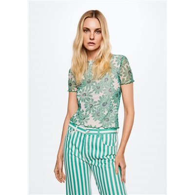 Camiseta semitransparente estampada -  Mujer | MANGO OUTLET España