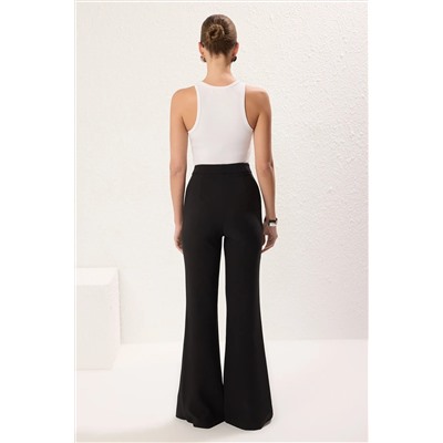 Black Flare Испанский PACA PACASı Slip подробный тканые брюки Twoaw22pl0046