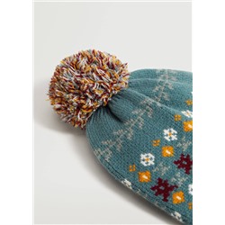 Gorro jacquard pompón -  Niña | MANGO OUTLET España