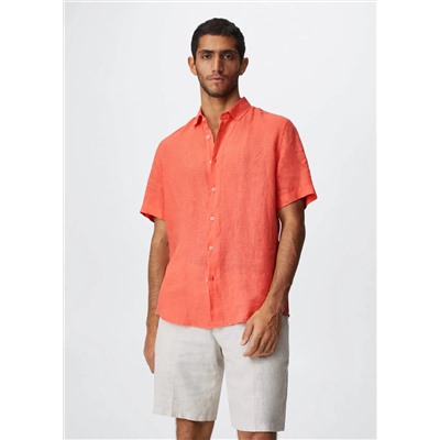 Camisa 100% lino manga corta -  Hombre | MANGO OUTLET España