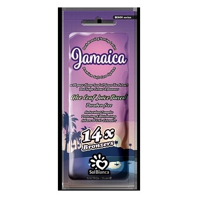 Крем д/солярия на основе алоэ “Jamaica” 14х bronzer,15мл (масло конопли, экстракты зеленого чая и ви