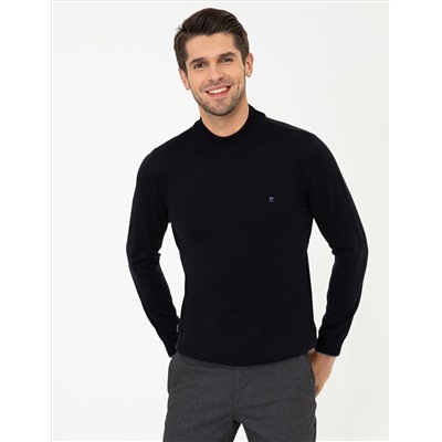 Navy Blue Slim Fit Half Fisherman воротник базовый трикотажный свитер