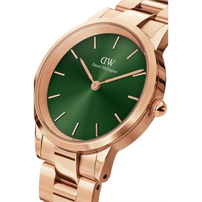 Reloj de cuarzo de acero Iconic Link - 28 mm - Rosa dorado y verde