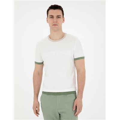 Белый Slim Fit Bike Yaka Triko T -For