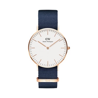 Reloj de cuarzo de poliéster Bayswater - 36 mm - Azul marino y rosa dorado