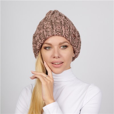 Шапка Женская Flioraj Коричневая с отворотом и флисом 3130FJ какао