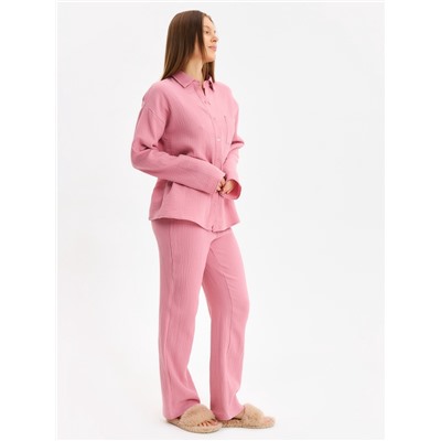 Пижама женская (рубашка и брюки) KAFTAN Basic размер 44-46, пудрово-розовая