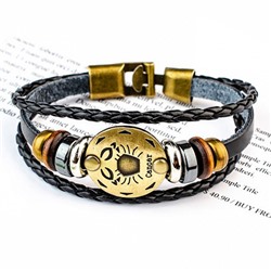 BS313-11 Кожаный браслет с застёжкой Знаки Зодиака - Рак