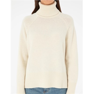 Ekru Regula Fit Fisher Yok Wool Sweater