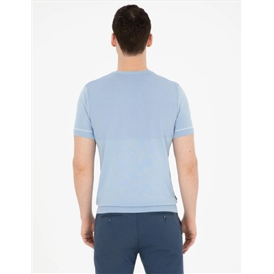 Blue Slim Fit Bike Yaka Triko T -For