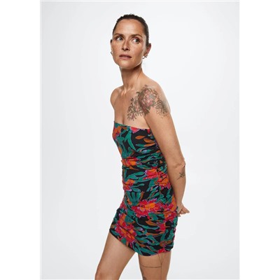 Vestido drapeado estampado -  Mujer | MANGO OUTLET España
