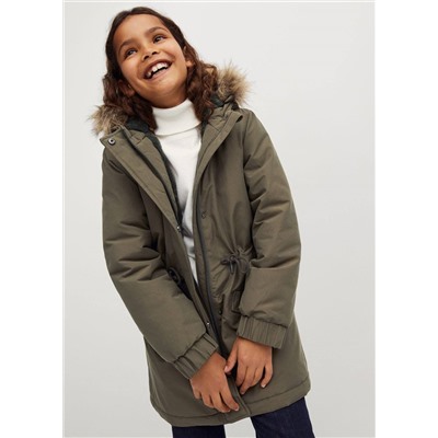 Abrigo capucha pelo desmontable -  Niña | MANGO OUTLET España