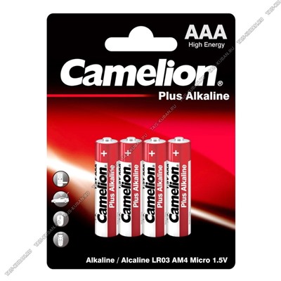 Бат. CAMELION "Alkaline Plus" LR03- 4шт.мизинчик (в блист) (48)