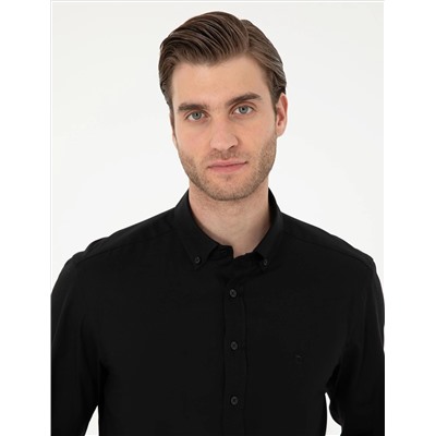 Black Slim Fit рубашка с длинным рукавом