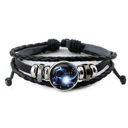 BS261-08 Светящийся кожаный браслет Знаки Зодиака - Козерог