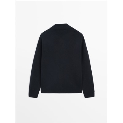Cárdigan punto milano cuello mock cremallera