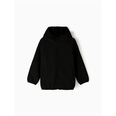 Ветровка демисезонная для мальчиков MINAKU из Softshell на флисе, непромокаемая, чёрная, рост 98 см