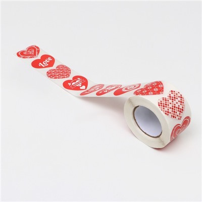 Наклейки в рулоне  "Love you",500 шт,3,8 х 3,8 см