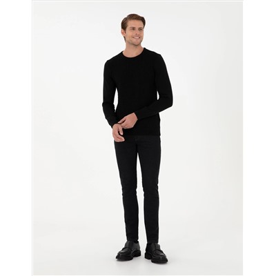 Black Slim Fit Bike Yaka Knitwear свитер