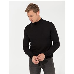 Black Slim Fit Half Fisherman воротник базовый вязаный свитер